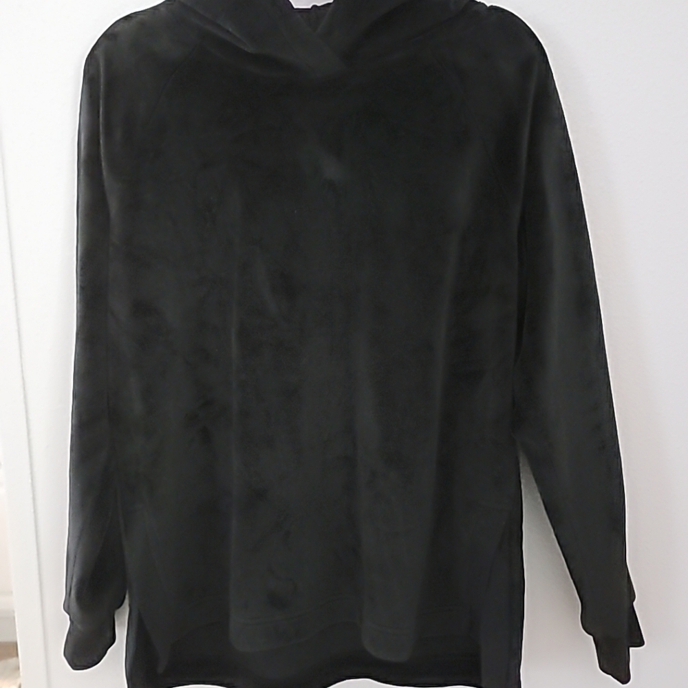 Ladies Black Velour Long Sleeve Hoody Size XL